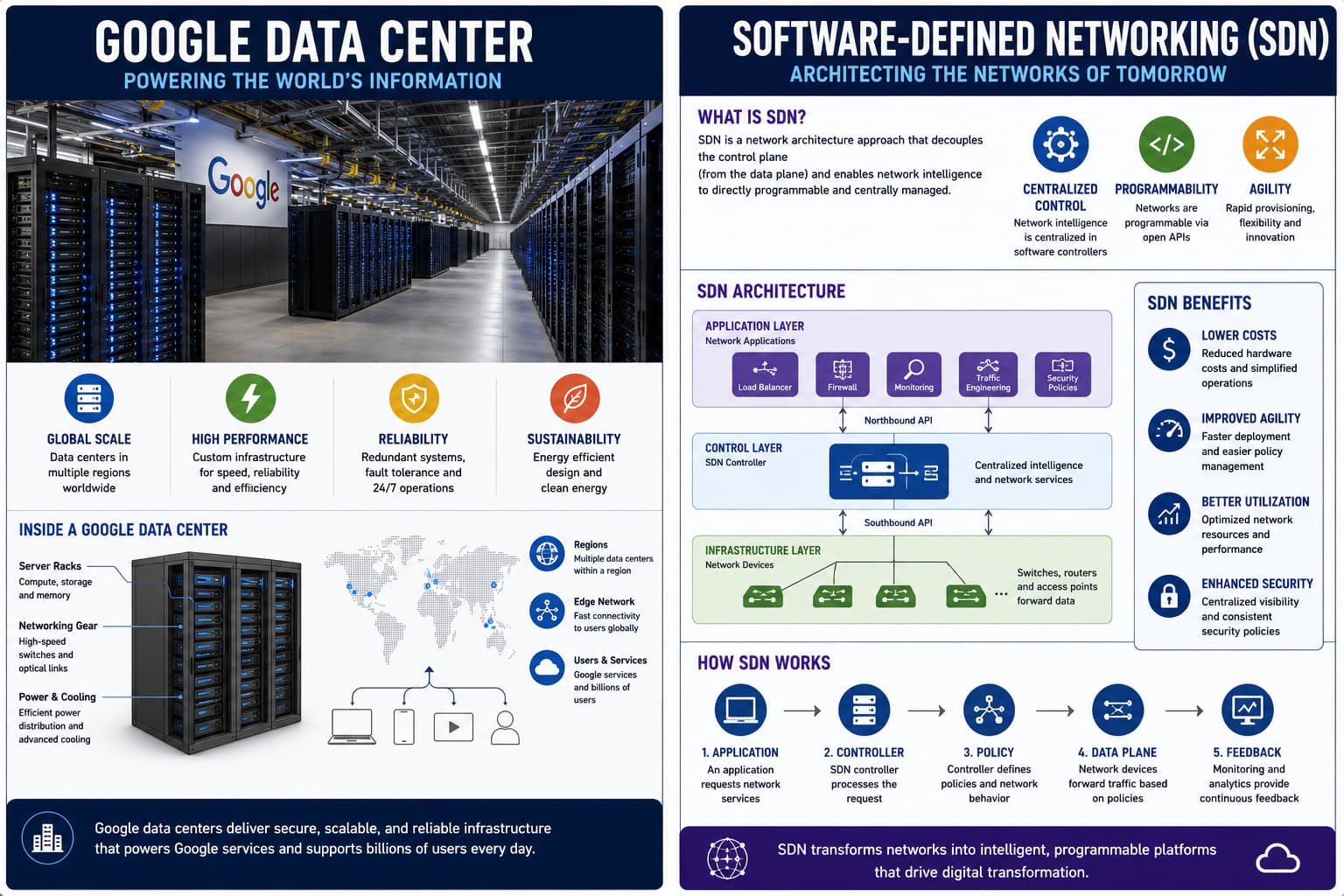 Software-defined networking in a modern data center with programmable switches