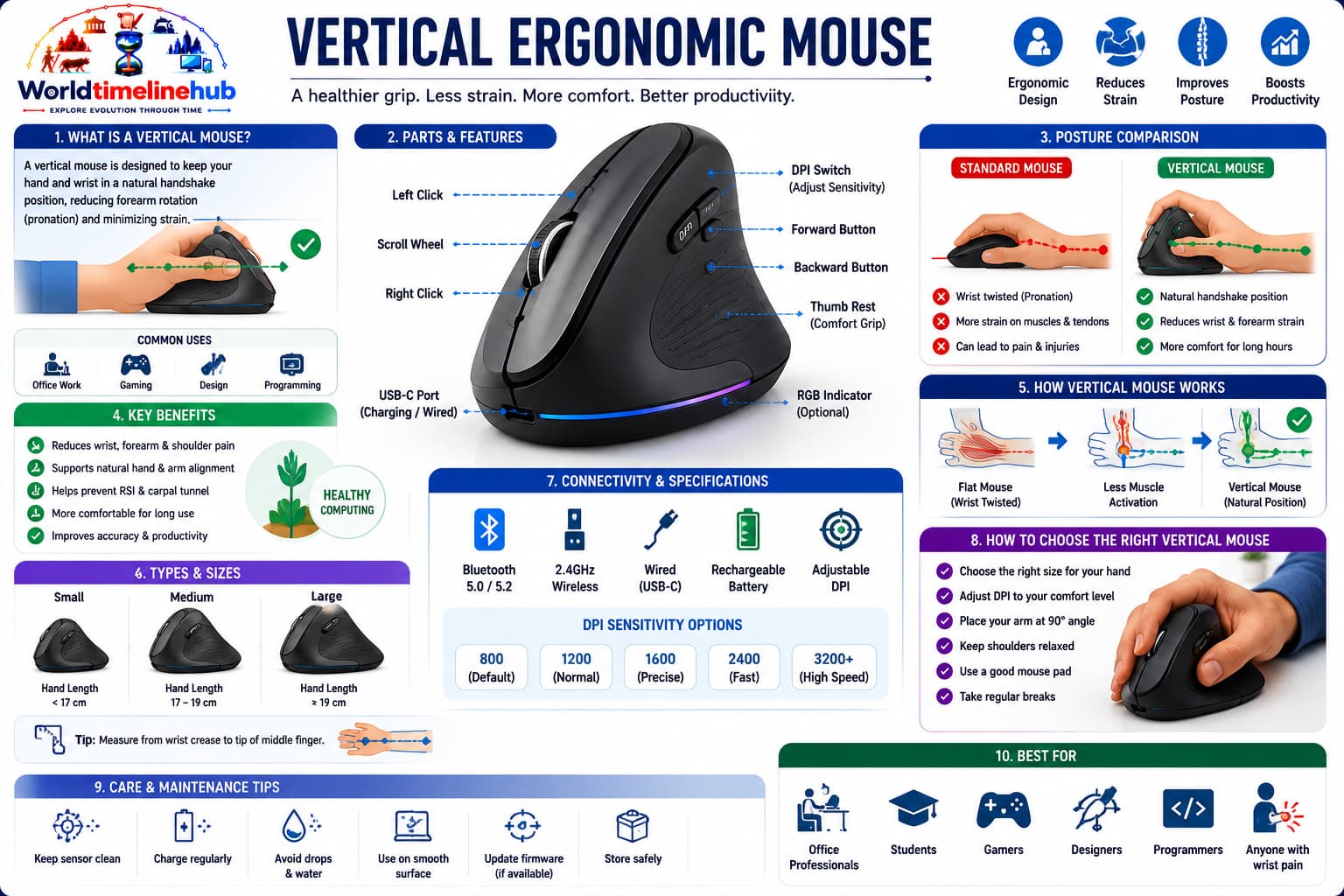 Modern optical and ergonomic vertical mouse designs with USB connectivity