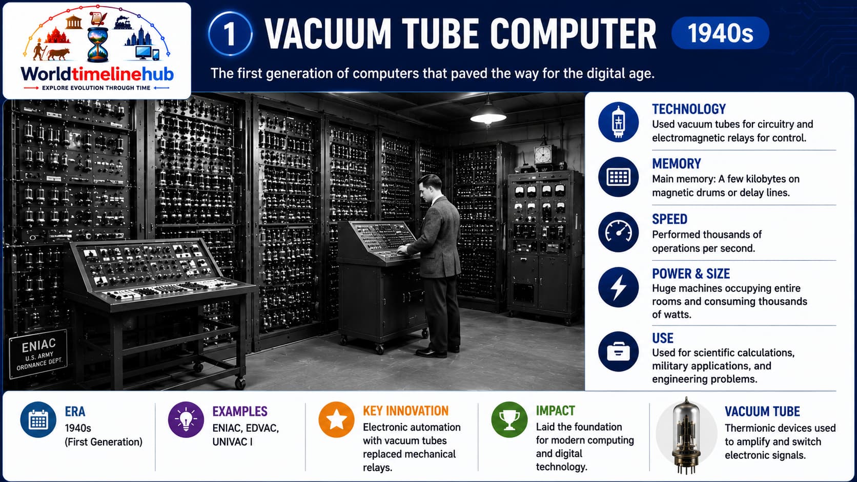 Vacuum tube electronic computer hardware from the 1940s and 1950s